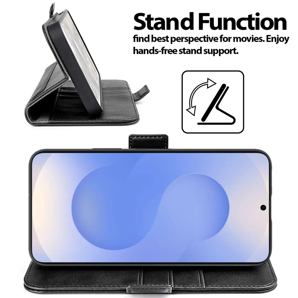 Samsung Galaxy S25 Edge Klapphülle im Lederlook mit RFID Block in Schwarz