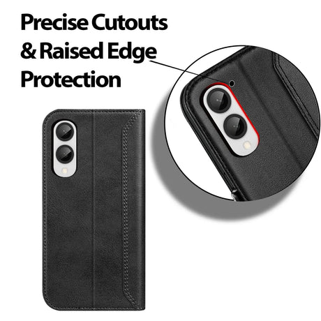 Samsung Galaxy S25 Edge Klapphülle im Lederlook mit RFID Block in Schwarz