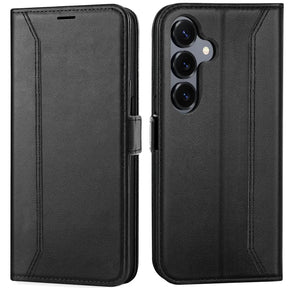 Samsung Galaxy S25 FE Klapphülle im Lederlook mit RFID Block in Schwarz