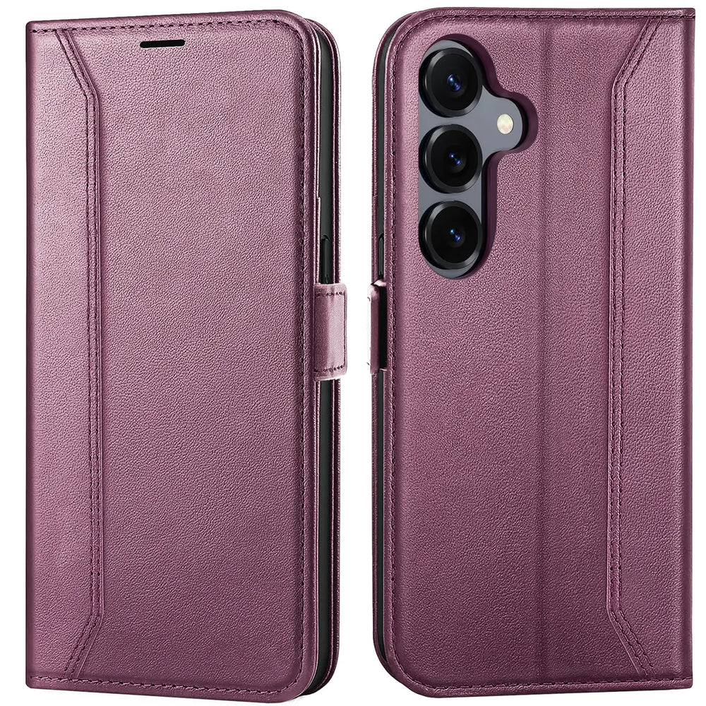 Samsung Galaxy S25+ Klapphülle im Lederlook mit RFID Block in Lila