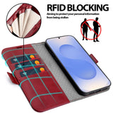 Samsung Galaxy S25+ Klapphülle im Lederlook mit RFID Block in Rot