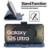 Samsung Galaxy S25 Ultra Klapphülle im Lederlook mit RFID Block in Blau