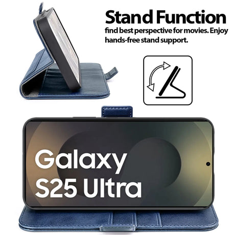 Samsung Galaxy S25 Ultra Klapphülle im Lederlook mit RFID Block in Blau