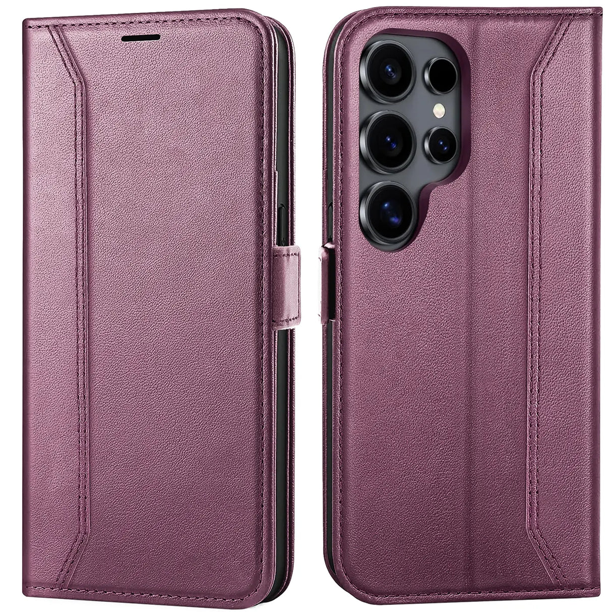 Samsung Galaxy S25 Ultra Klapphülle im Lederlook mit RFID Block in Lila