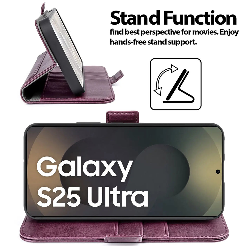 Samsung Galaxy S25 Ultra Klapphülle im Lederlook mit RFID Block in Lila