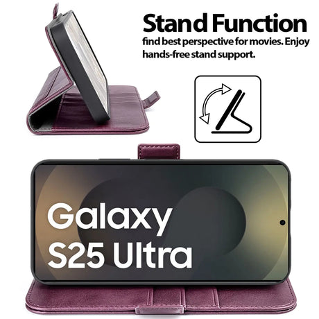 Samsung Galaxy S25 Ultra Klapphülle im Lederlook mit RFID Block in Lila