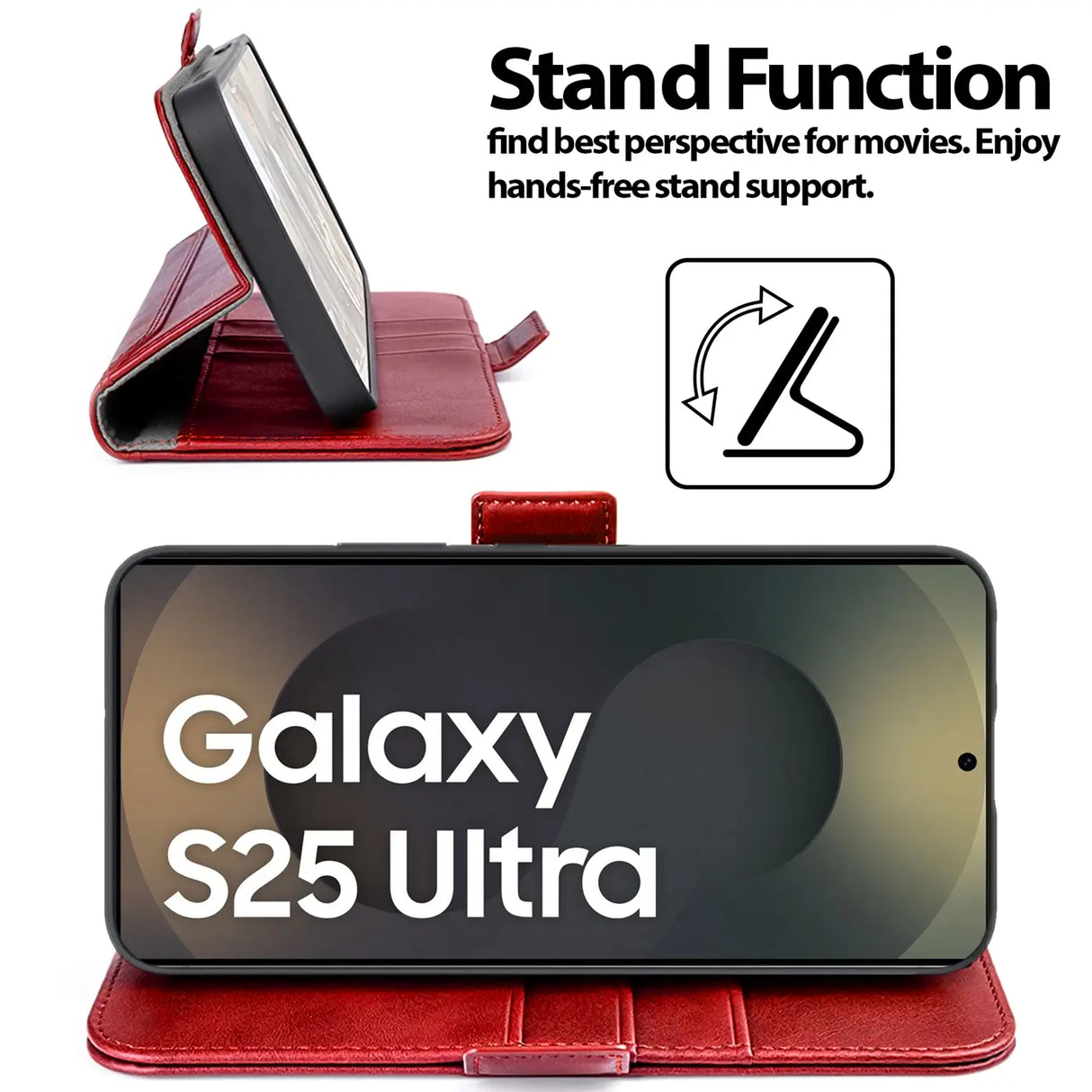 Samsung Galaxy S25 Ultra Klapphülle im Lederlook mit RFID Block in Rot