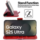 Samsung Galaxy S25 Ultra Klapphülle im Lederlook mit RFID Block in Rot