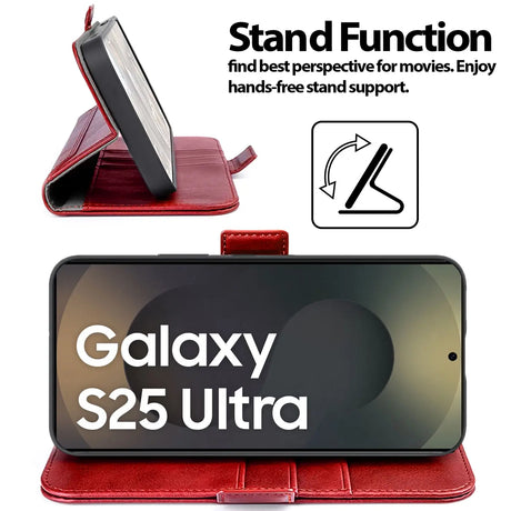 Samsung Galaxy S25 Ultra Klapphülle im Lederlook mit RFID Block in Rot