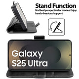 Samsung Galaxy S25 Ultra Klapphülle im Lederlook mit RFID Block in Schwarz