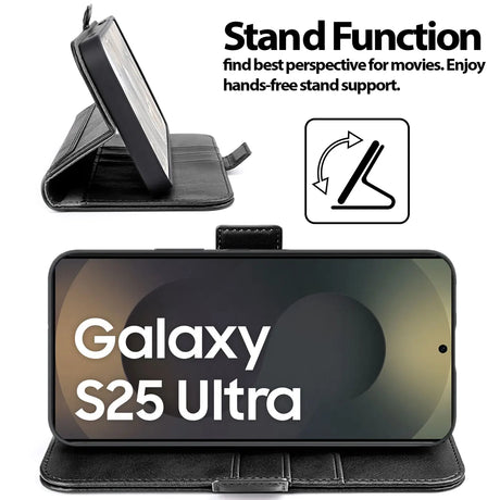 Samsung Galaxy S25 Ultra Klapphülle im Lederlook mit RFID Block in Schwarz