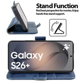 Samsung Galaxy S26 Plus Klapphülle im Lederlook mit RFID Block in Blau