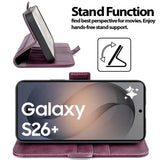 Samsung Galaxy S26 Plus Klapphülle im Lederlook mit RFID Block in Lila