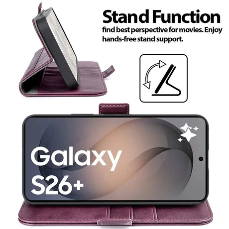 Samsung Galaxy S26 Plus Klapphülle im Lederlook mit RFID Block in Lila