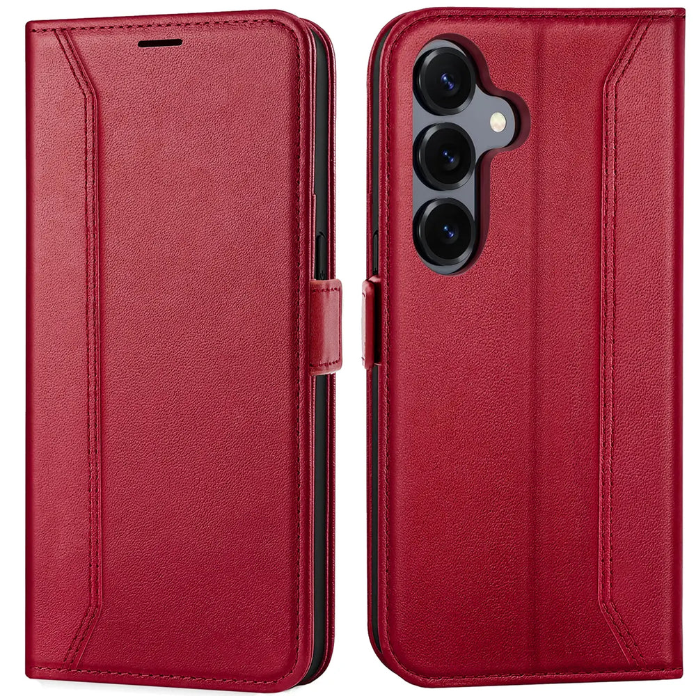 Samsung Galaxy S26 Plus Klapphülle im Lederlook mit RFID Block in Rot
