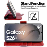 Samsung Galaxy S26 Plus Klapphülle im Lederlook mit RFID Block in Rot