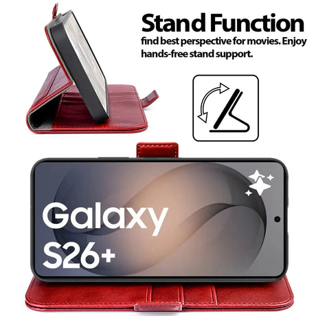 Samsung Galaxy S26 Plus Klapphülle im Lederlook mit RFID Block in Rot