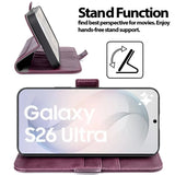 Samsung Galaxy S26 Ultra Klapphülle im Lederlook mit RFID Block in Lila