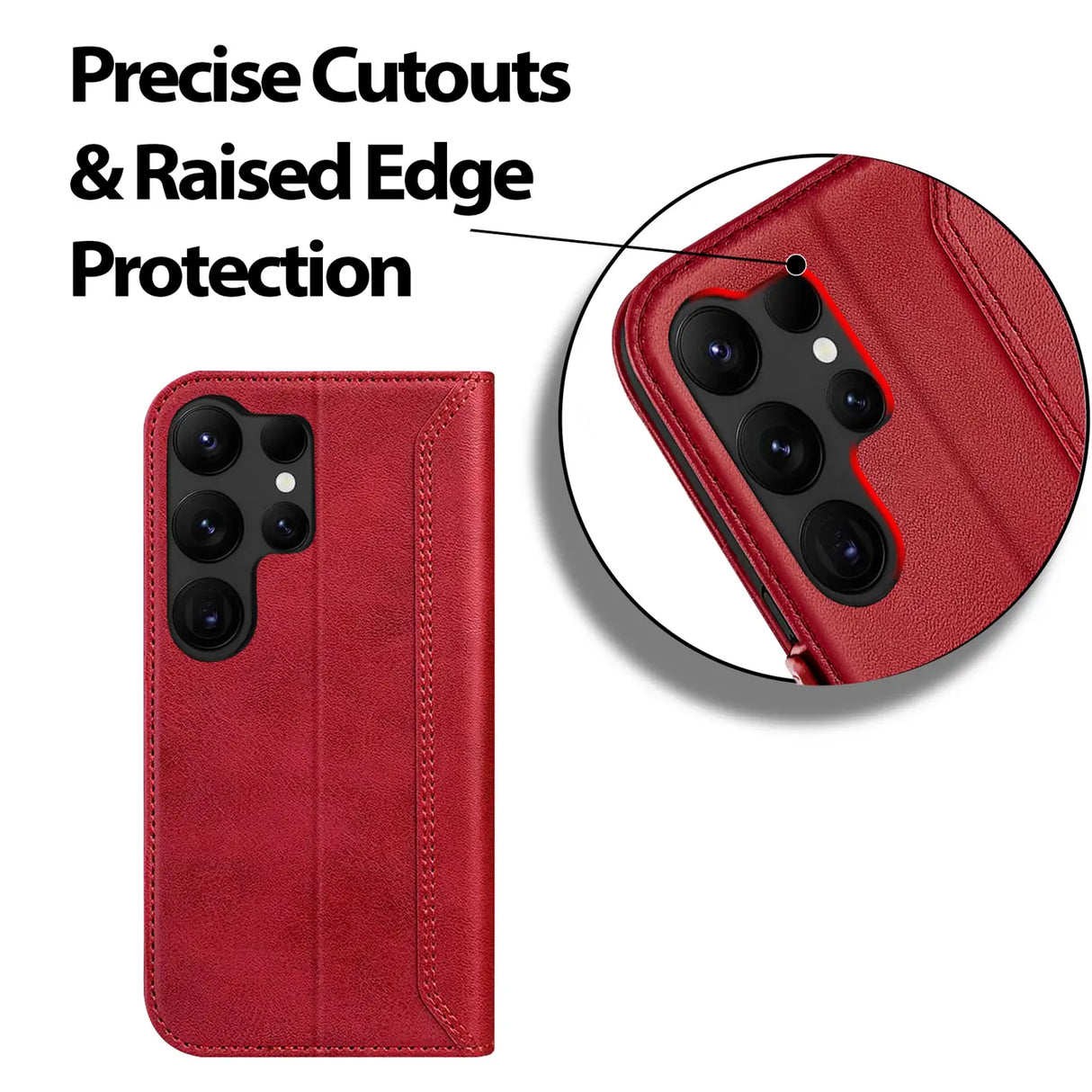 Samsung Galaxy S26 Ultra Klapphülle im Lederlook mit RFID Block in Rot