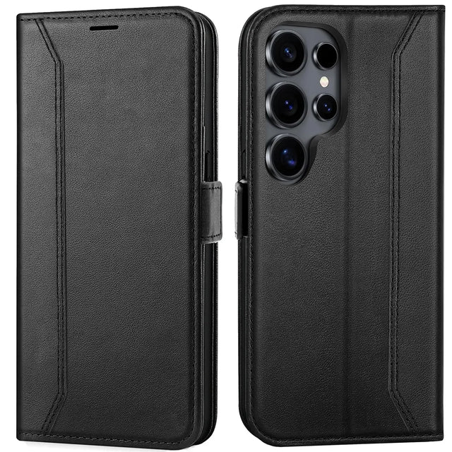 Samsung Galaxy S26 Ultra Klapphülle im Lederlook mit RFID Block in Schwarz