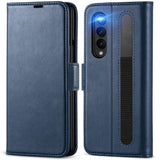 Samsung Galaxy Z FOLD 3 Klapphülle im Lederlook mit RFID Block in Blau