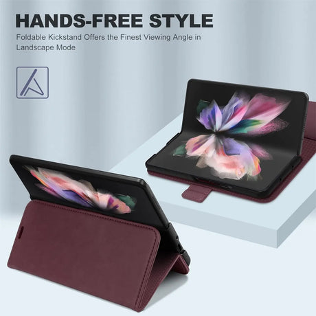 Samsung Galaxy Z FOLD 3 Klapphülle im Lederlook mit RFID Block in Lila