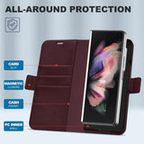 Samsung Galaxy Z FOLD 3 Klapphülle im Lederlook mit RFID Block in Lila