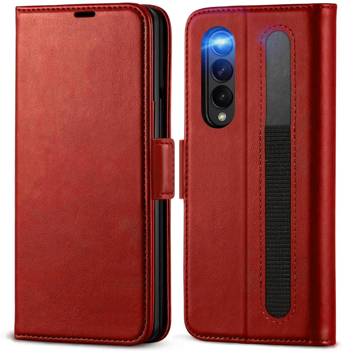 Samsung Galaxy Z FOLD 3 Klapphülle im Lederlook mit RFID Block in Rot