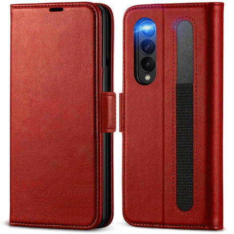 Samsung Galaxy Z FOLD 3 Klapphülle im Lederlook mit RFID Block in Rot