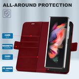 Samsung Galaxy Z FOLD 3 Klapphülle im Lederlook mit RFID Block in Rot