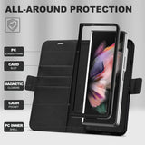 Samsung Galaxy Z FOLD 4 Klapphülle im Lederlook mit RFID Block in Schwarz