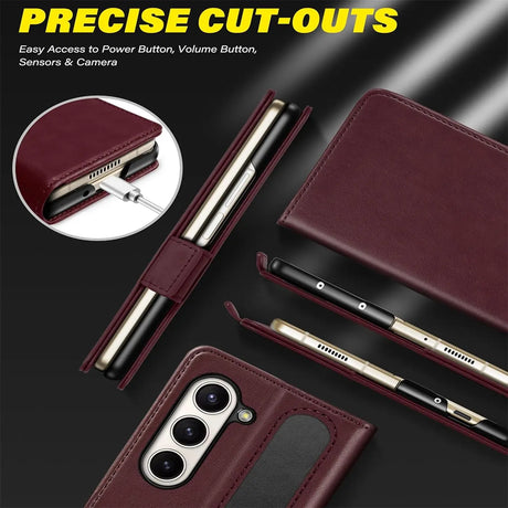 Samsung Galaxy Z FOLD 5 Klapphülle im Lederlook mit RFID Block in Lila