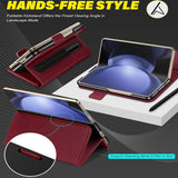 Samsung Galaxy Z FOLD 6 Klapphülle im Lederlook mit RFID Block in Rot