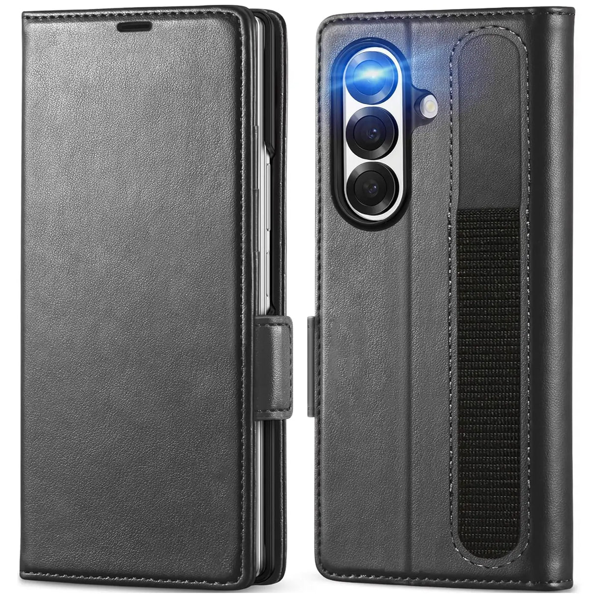 Samsung Galaxy Z Fold 7 Klapphülle im Lederlook mit RFID Block in Schwarz