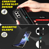 Samsung Galaxy Z Fold 7 Klapphülle im Lederlook mit RFID Block in Schwarz