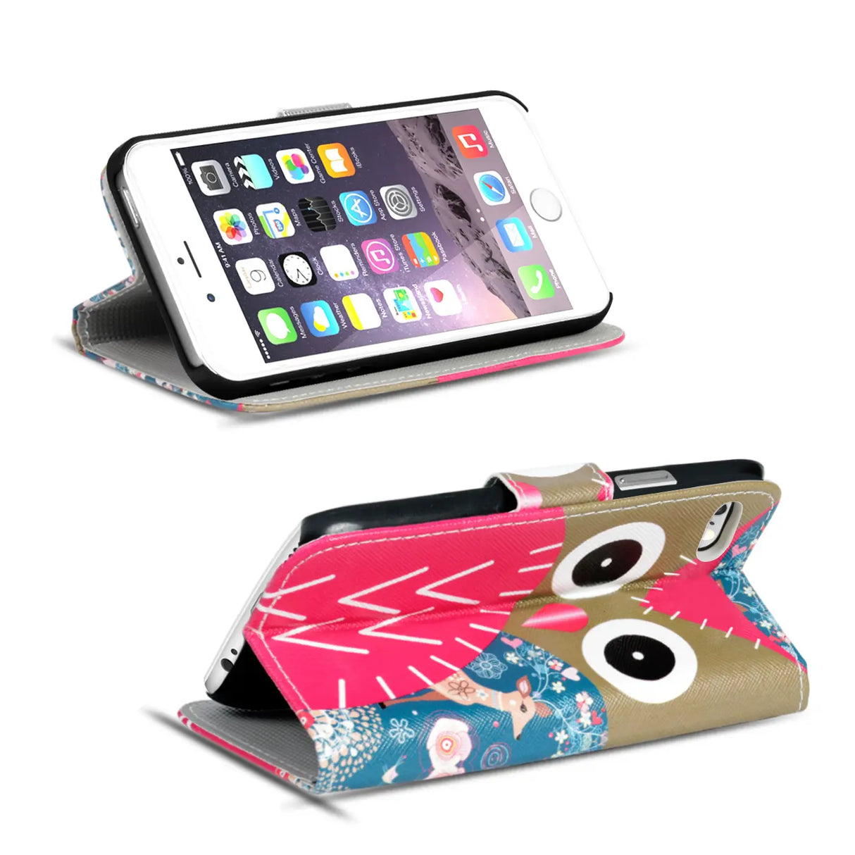 Klapphülle mit buntem Motivdesign für iPhone 7 / 8 / SE 2 / SE 3 – mit Kartenfach und Magnetverschluss