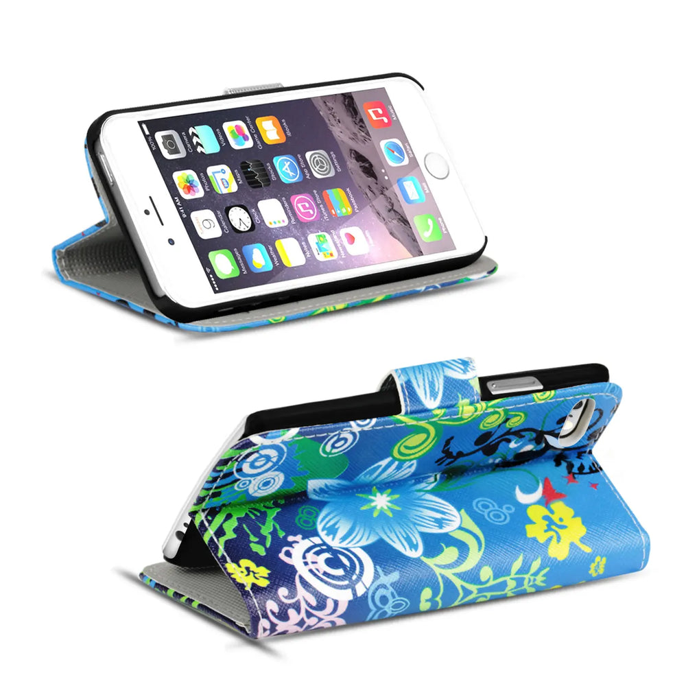 Klapphülle mit buntem Motivdesign für iPhone 7 Plus / 8 Plus – mit Kartenfach und Magnetverschluss