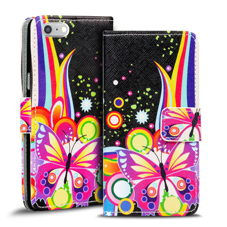 Klapphülle mit buntem Motivdesign für iPhone 7 Plus / 8 Plus – mit Kartenfach und Magnetverschluss