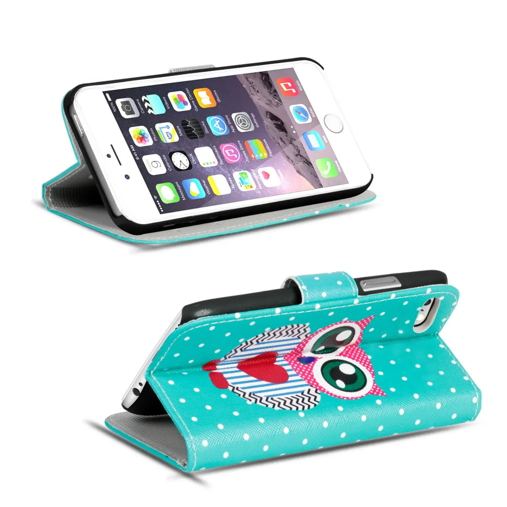 Klapphülle mit buntem Motivdesign für iPhone 7 Plus / 8 Plus – mit Kartenfach und Magnetverschluss