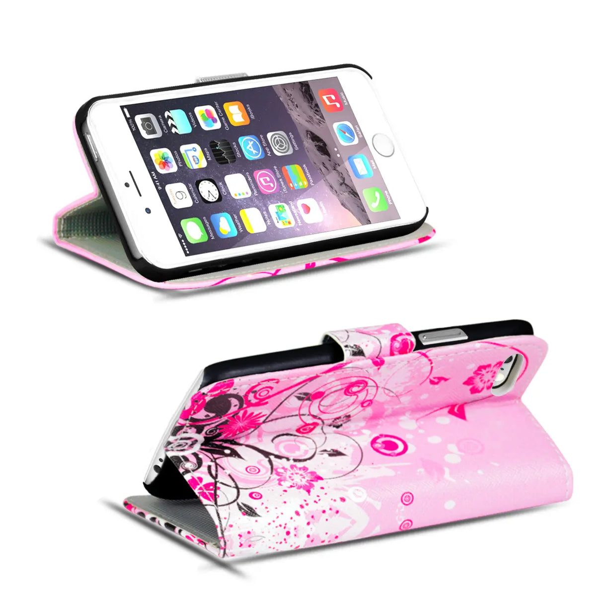 Klapphülle mit buntem Motivdesign für iPhone 7 Plus / 8 Plus – mit Kartenfach und Magnetverschluss
