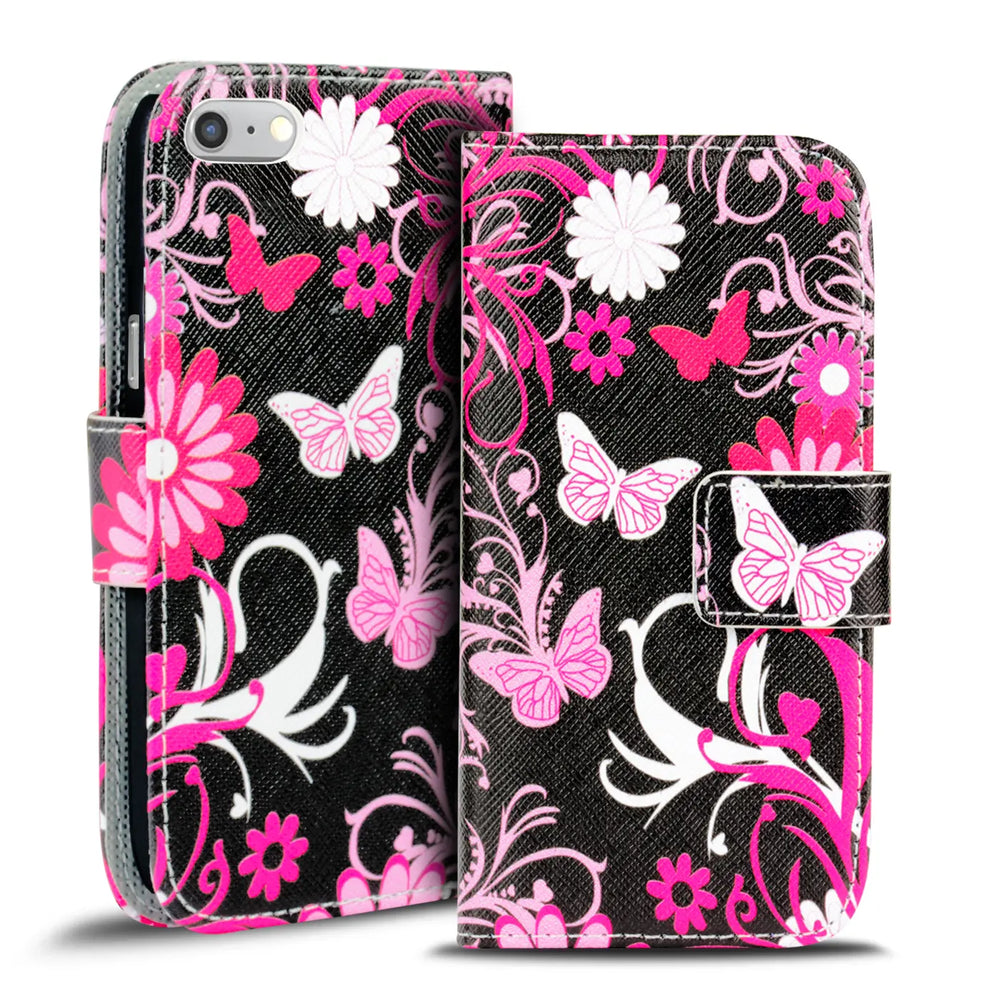 Klapphülle mit buntem Motivdesign für iPhone 7 Plus / 8 Plus – mit Kartenfach und Magnetverschluss