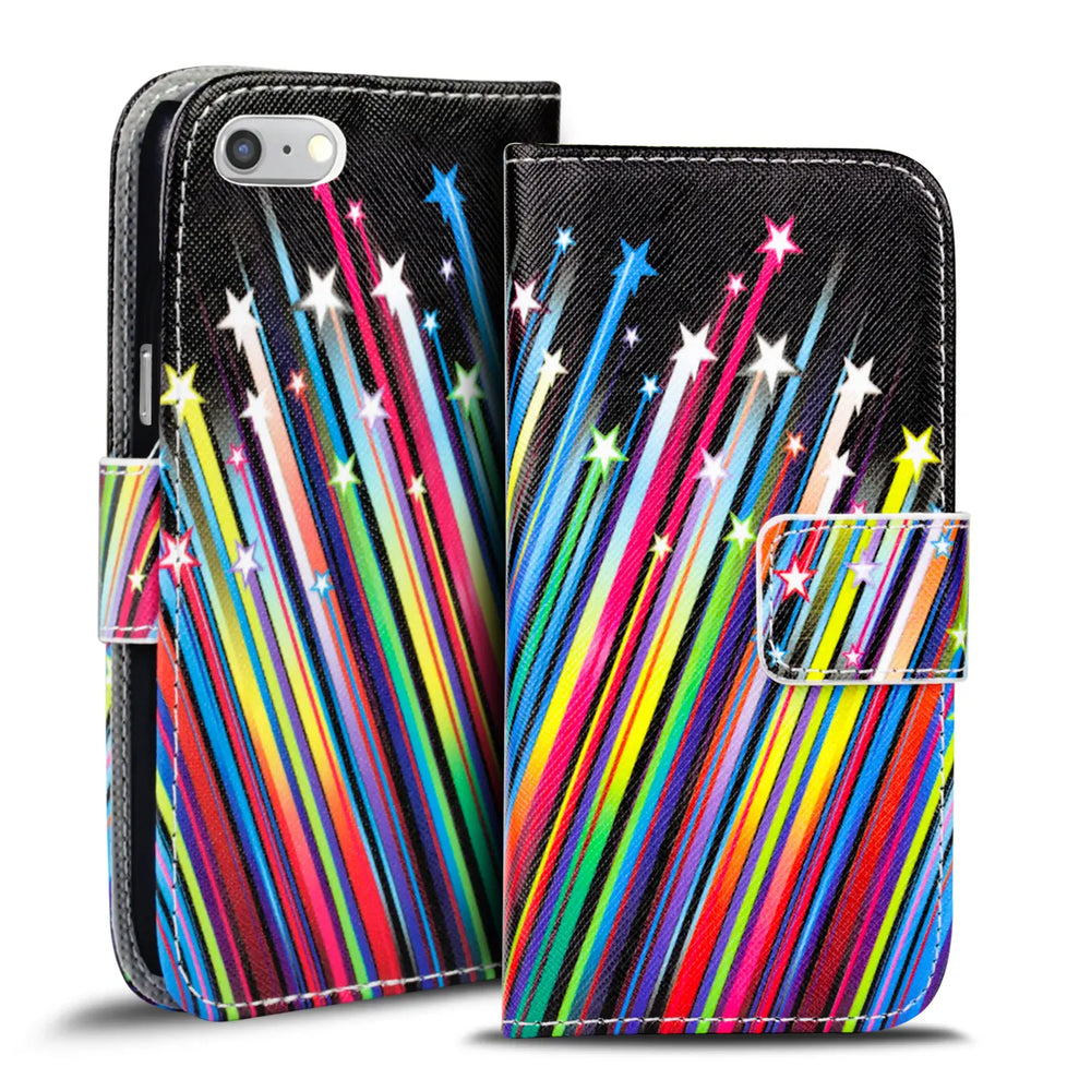 Klapphülle mit buntem Motivdesign für iPhone 7 Plus / 8 Plus – mit Kartenfach und Magnetverschluss