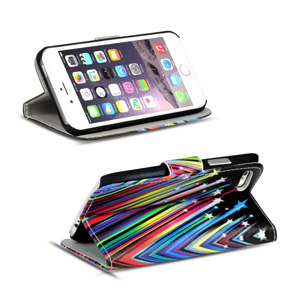 Klapphülle mit buntem Motivdesign für iPhone 7 Plus / 8 Plus – mit Kartenfach und Magnetverschluss