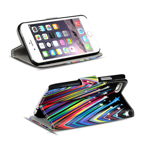 Klapphülle mit buntem Motivdesign für iPhone 7 Plus / 8 Plus – mit Kartenfach und Magnetverschluss