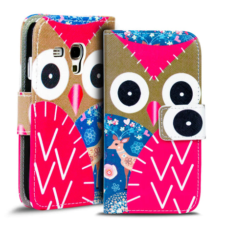 Klapphülle mit buntem Motivdesign für Samsung Galaxy S3 Mini – mit Kartenfach und Magnetverschluss