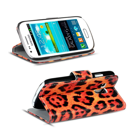 Klapphülle mit buntem Motivdesign für Samsung Galaxy S3 Mini – mit Kartenfach und Magnetverschluss