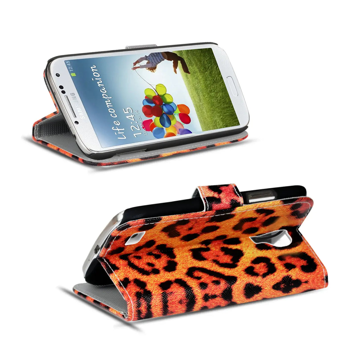 Klapphülle mit buntem Motivdesign für Samsung Galaxy S4 – mit Kartenfach und Magnetverschluss