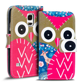 Klapphülle mit buntem Motivdesign für Samsung Galaxy S5 / S5 Neo – mit Kartenfach und Magnetverschluss