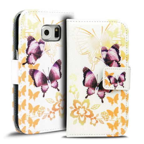 Klapphülle mit buntem Motivdesign für Samsung Galaxy S6 Edge – mit Kartenfach und Magnetverschluss