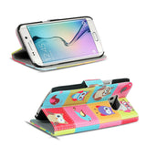 Klapphülle mit buntem Motivdesign für Samsung Galaxy S6 Edge – mit Kartenfach und Magnetverschluss